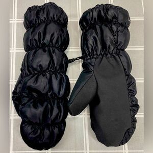 Puffer Mittens Fleece Lined Black Ski Gear Winter Outdoor Play Youth L / XL